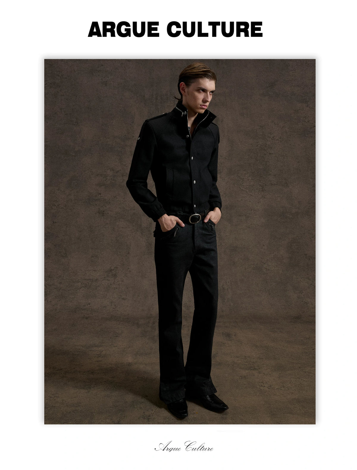 Cropped Wool-Blend Double-Placket Stand Collar Jacket - detail image 10