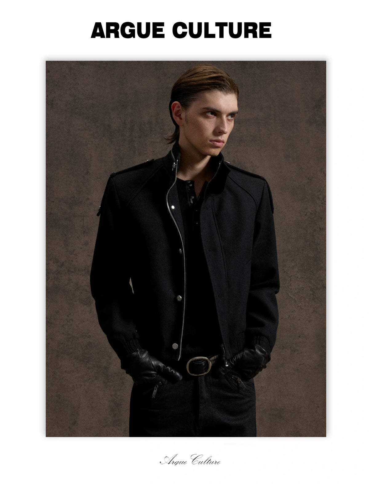 Cropped Wool-Blend Double-Placket Stand Collar Jacket - detail image 5