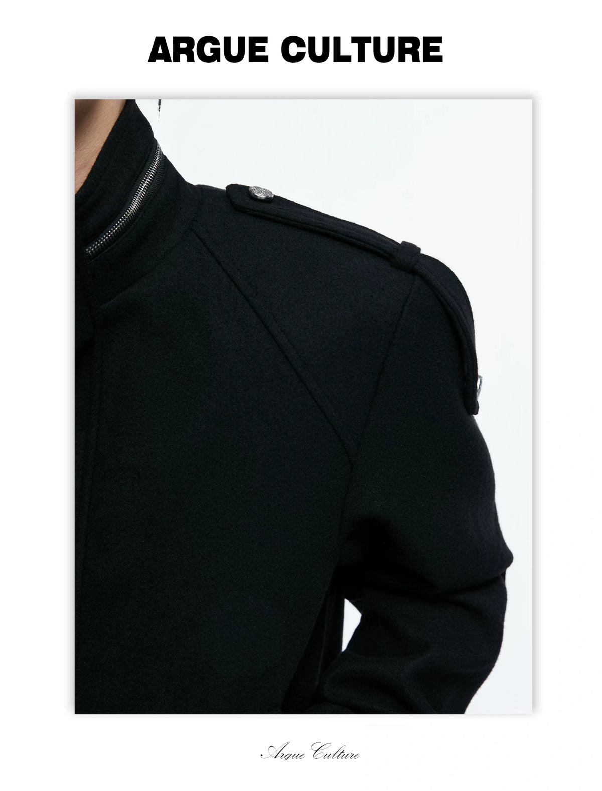 Cropped Wool-Blend Double-Placket Stand Collar Jacket - detail image 11