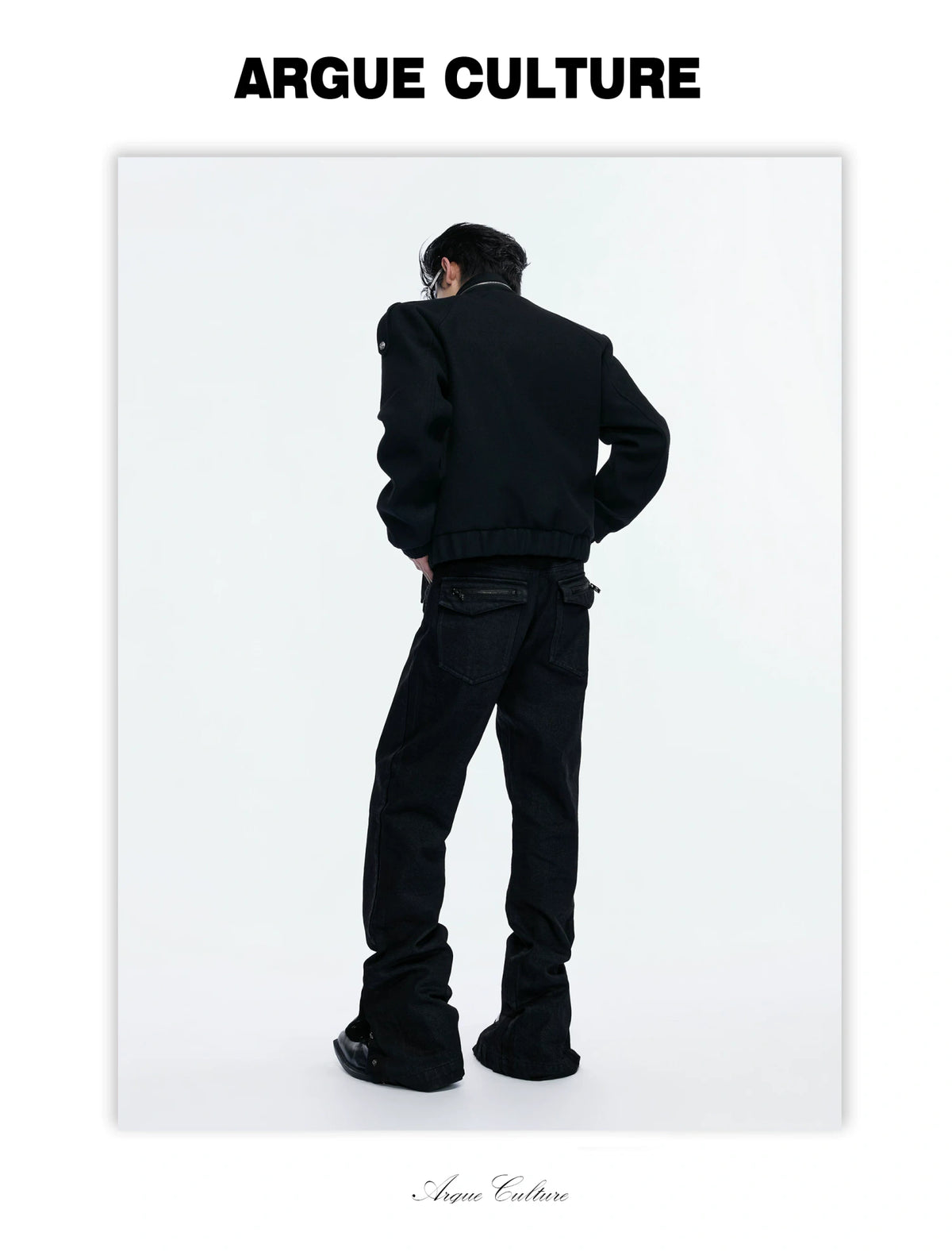 Cropped Wool-Blend Double-Placket Stand Collar Jacket - detail image 4
