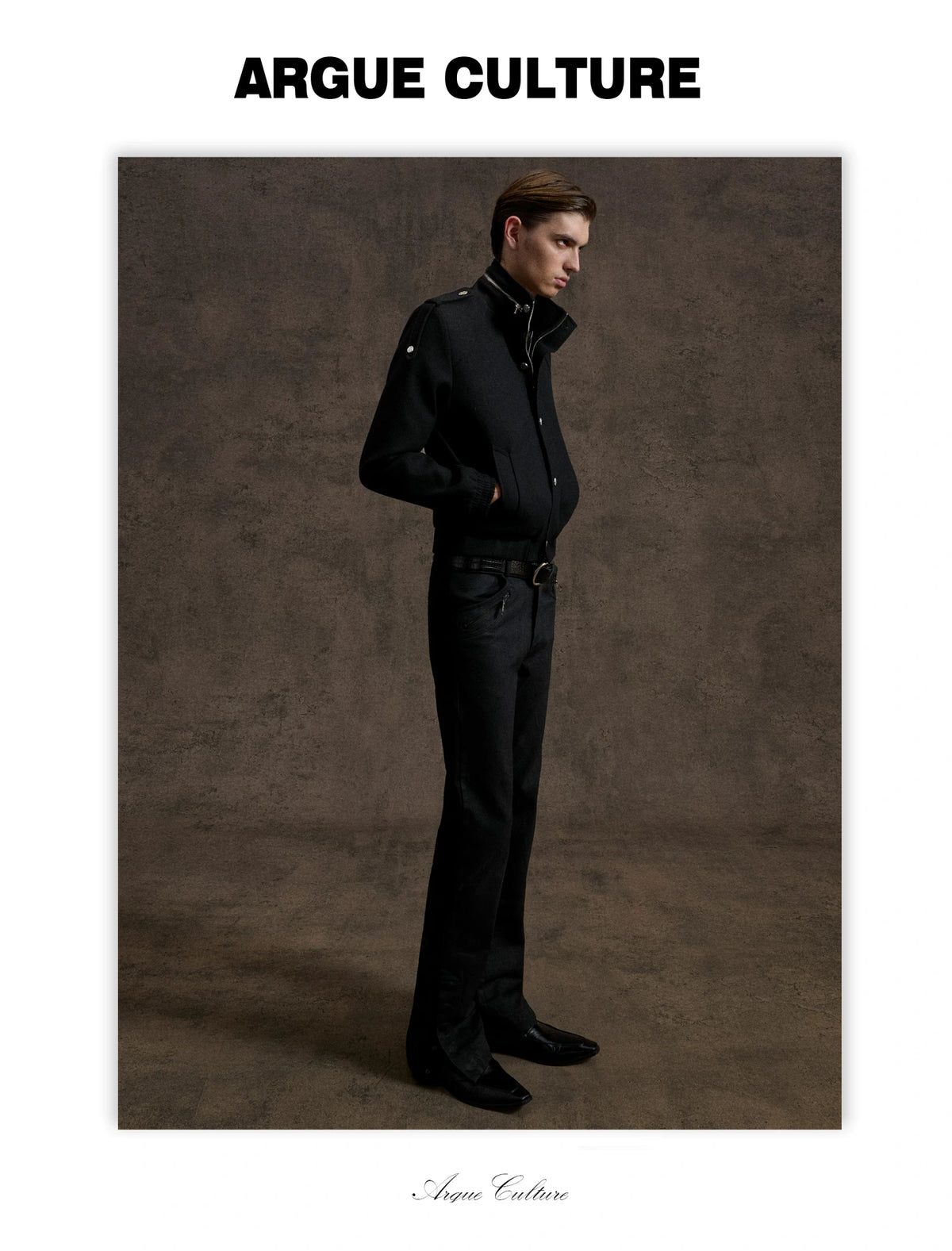Cropped Wool-Blend Double-Placket Stand Collar Jacket - detail image 9