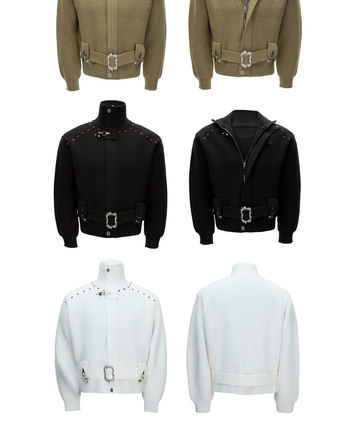 Cropped Wool-Blend Zip Cardigan Jacket with Stand Collar - detail image 18
