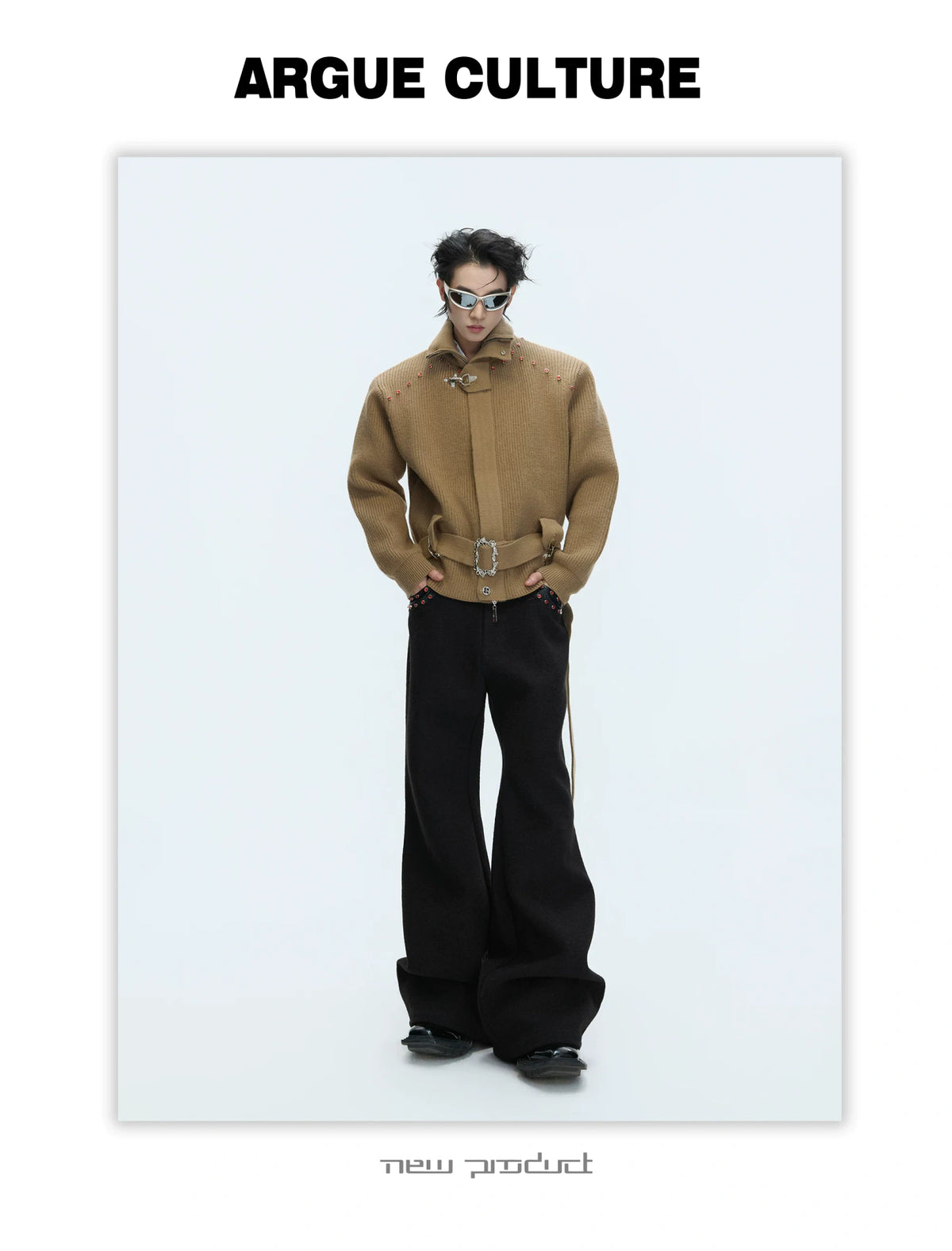 Cropped Wool-Blend Zip Cardigan Jacket with Stand Collar - detail image 8