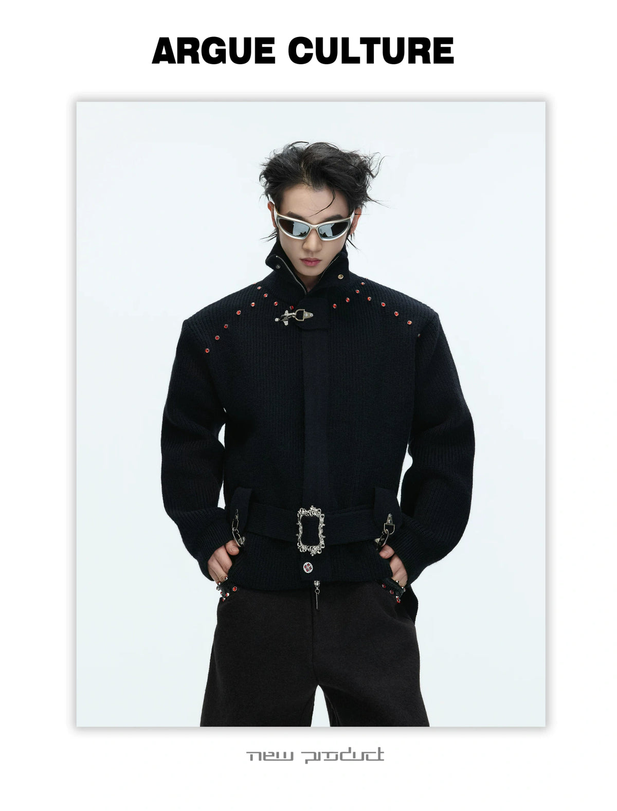 Cropped Wool-Blend Zip Cardigan Jacket with Stand Collar - detail image 12