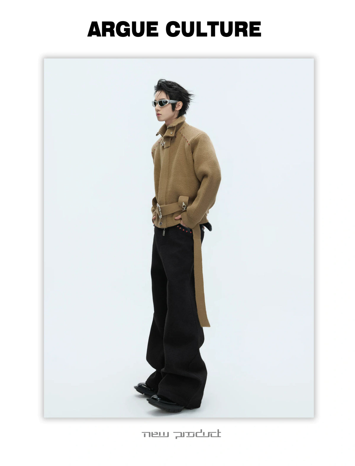 Cropped Wool-Blend Zip Cardigan Jacket with Stand Collar - detail image 9