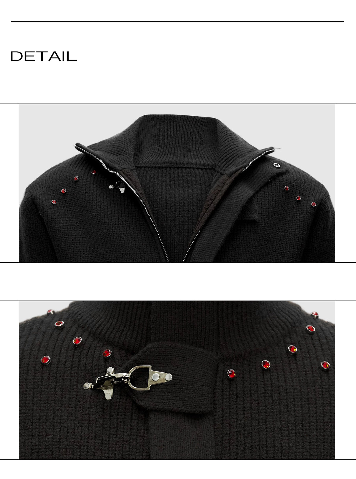 Cropped Wool-Blend Zip Cardigan Jacket with Stand Collar - detail image 19