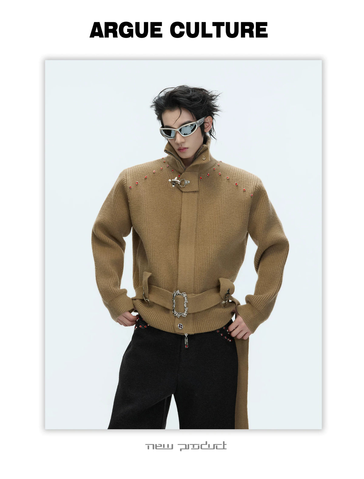 Cropped Wool-Blend Zip Cardigan Jacket with Stand Collar - detail image 6