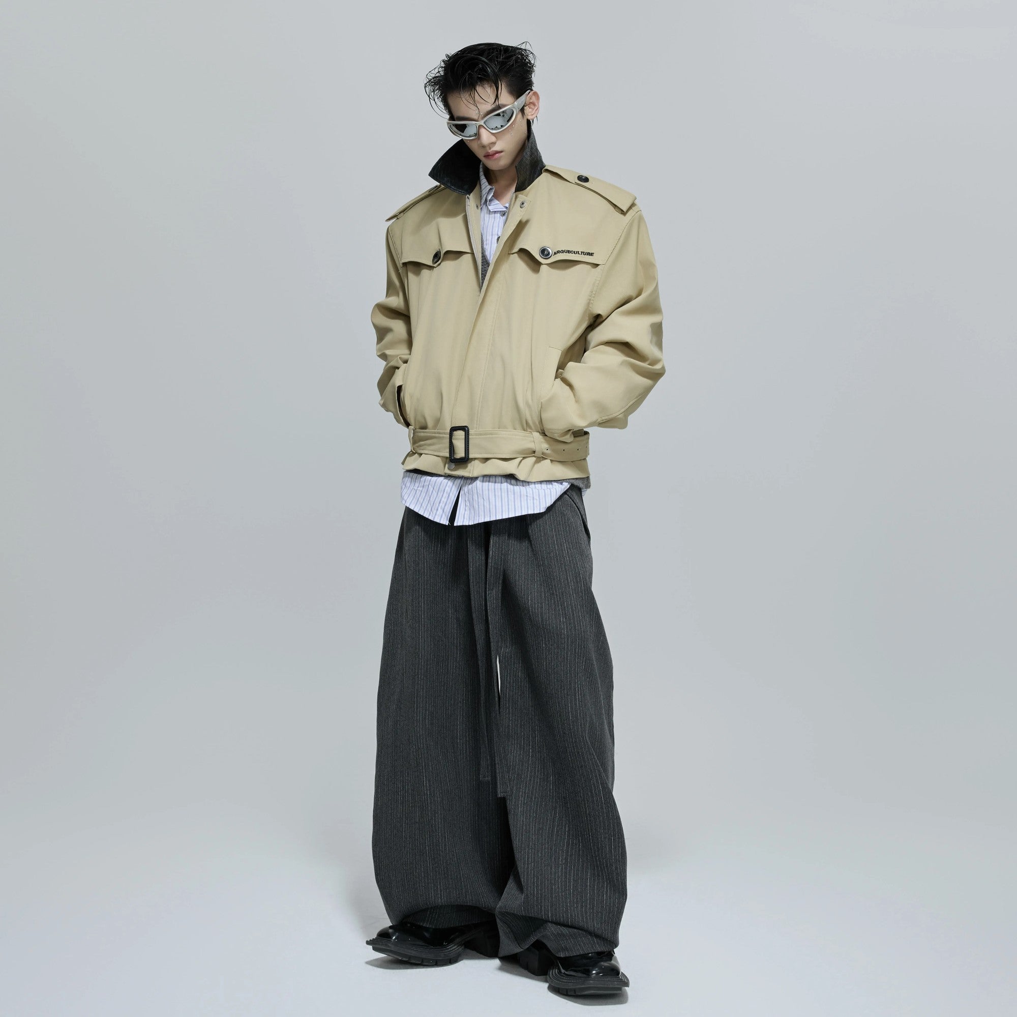 Back view showing the boxy silhouette and contrast color panels.