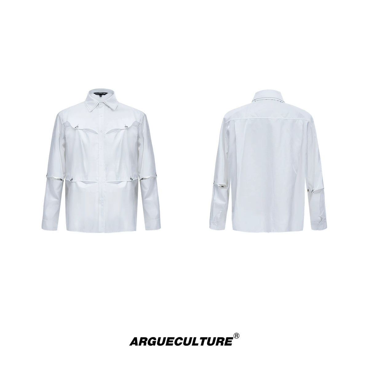 Cutout Deconstructed Shirt With Detachable Shoulders - White