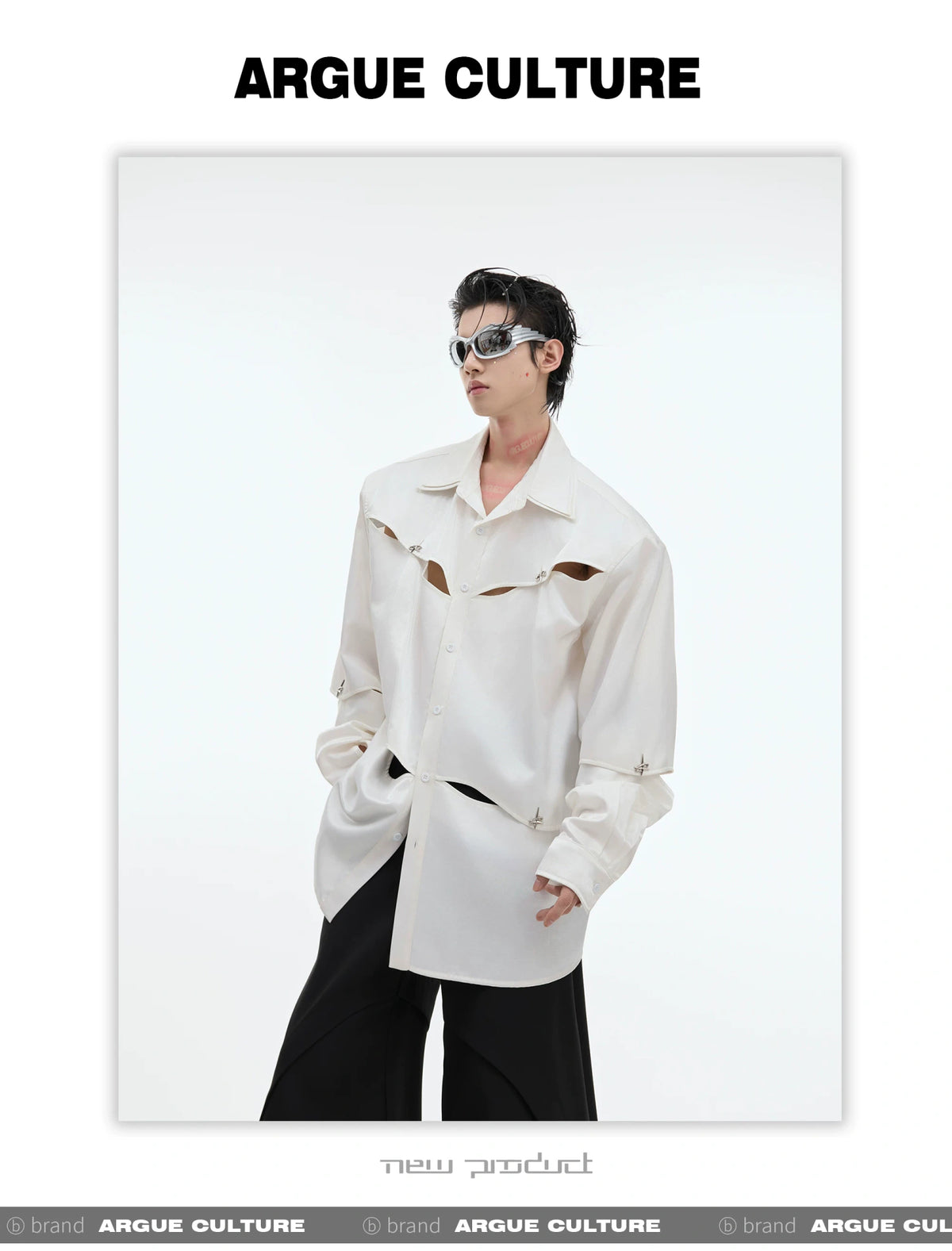Cutout Deconstructed Shirt With Detachable Shoulders - detail image 4