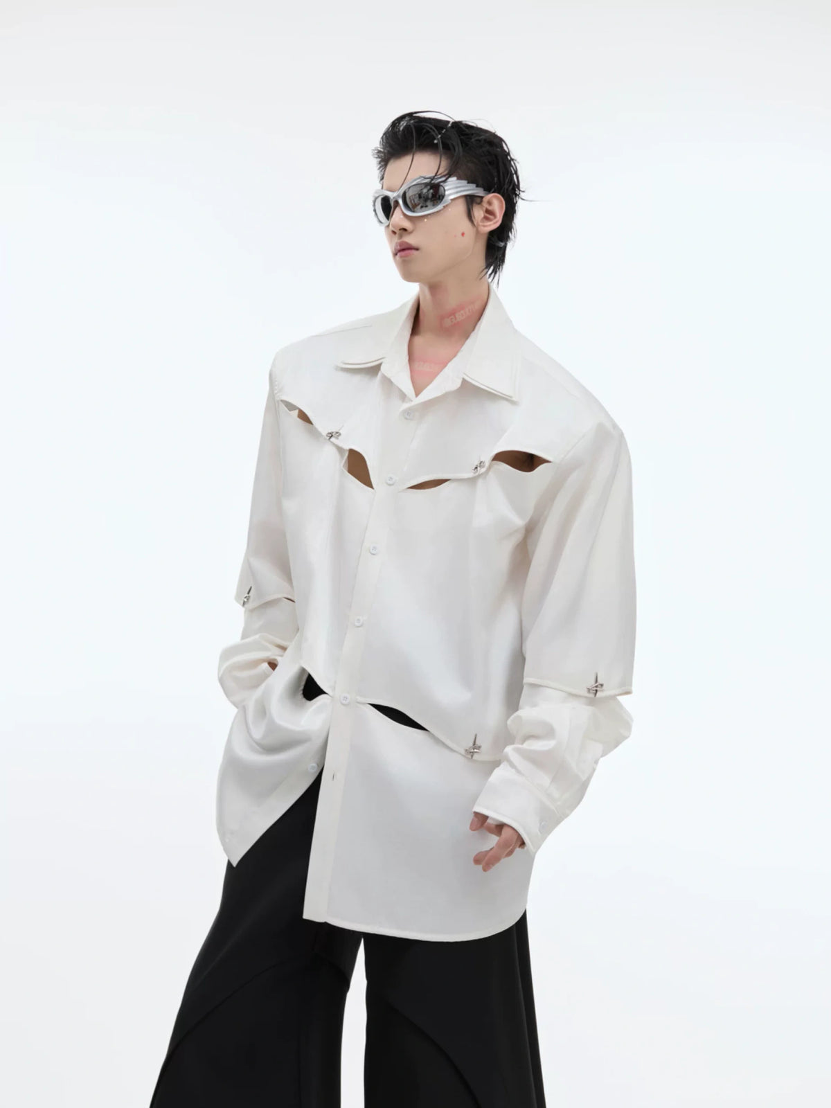 Cutout Deconstructed Shirt With Detachable Shoulders - main image 1