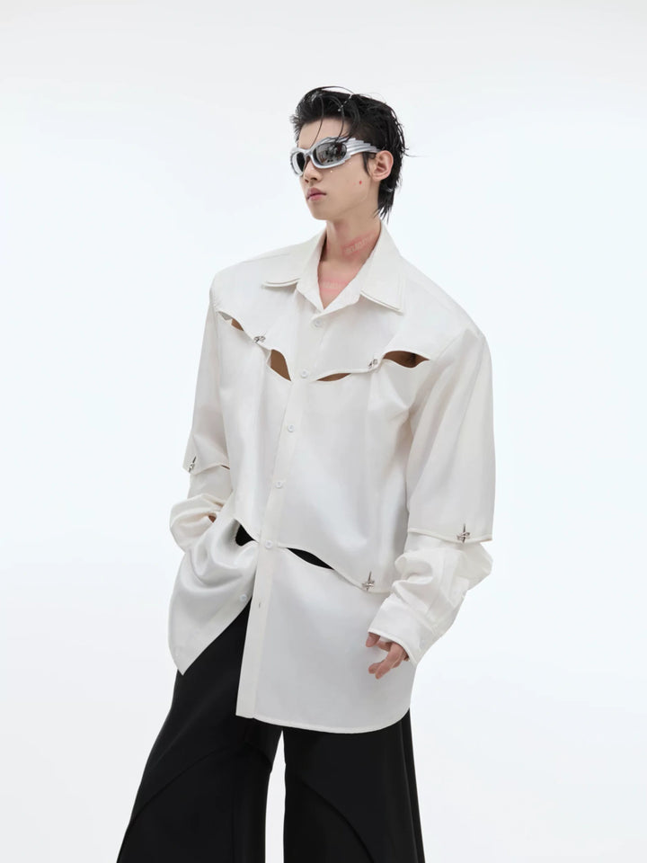 Cutout Deconstructed Shirt With Detachable Shoulders - main image 1