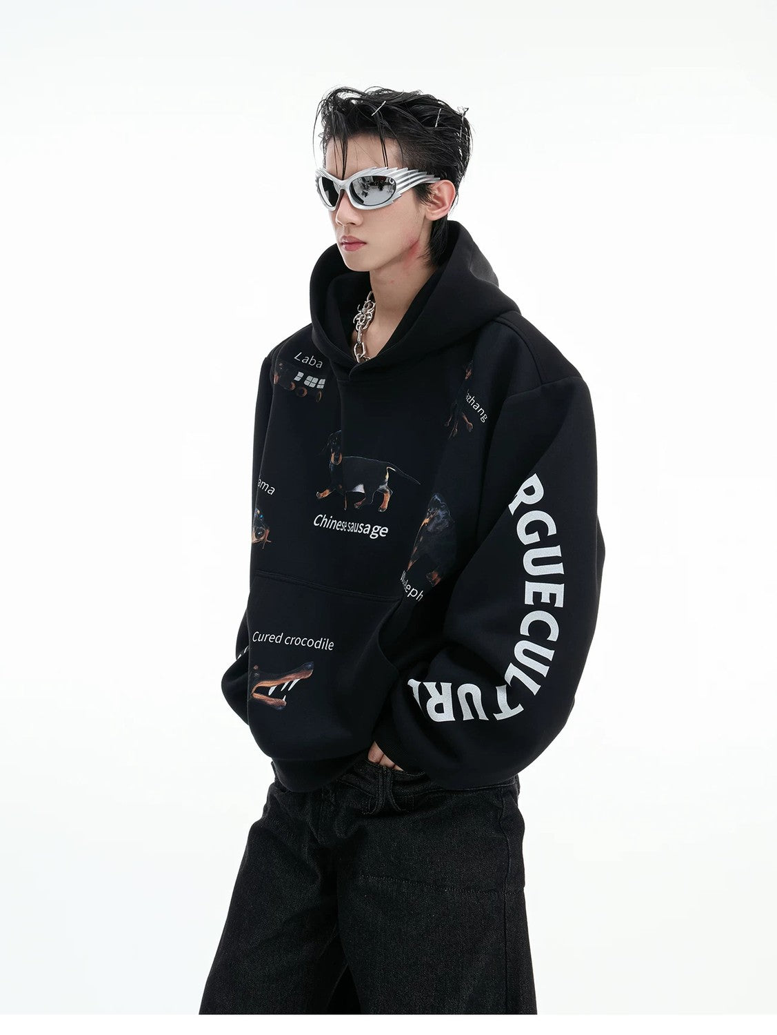 desc::dachshund-graphic-cropped-hoodie-loose-streetwear-pullover-detail-img-4