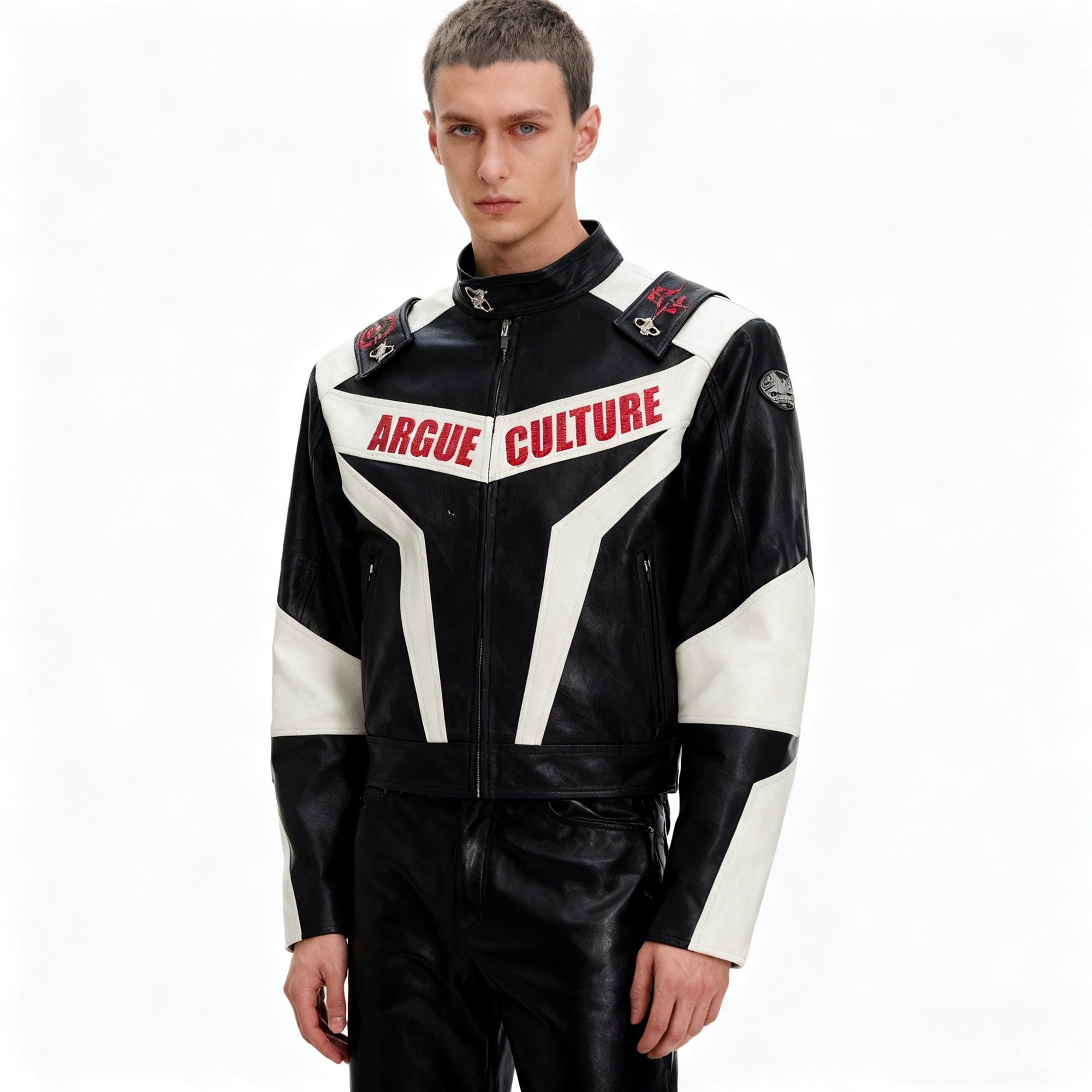 Back view showing deconstructed stitching and premium leather texture