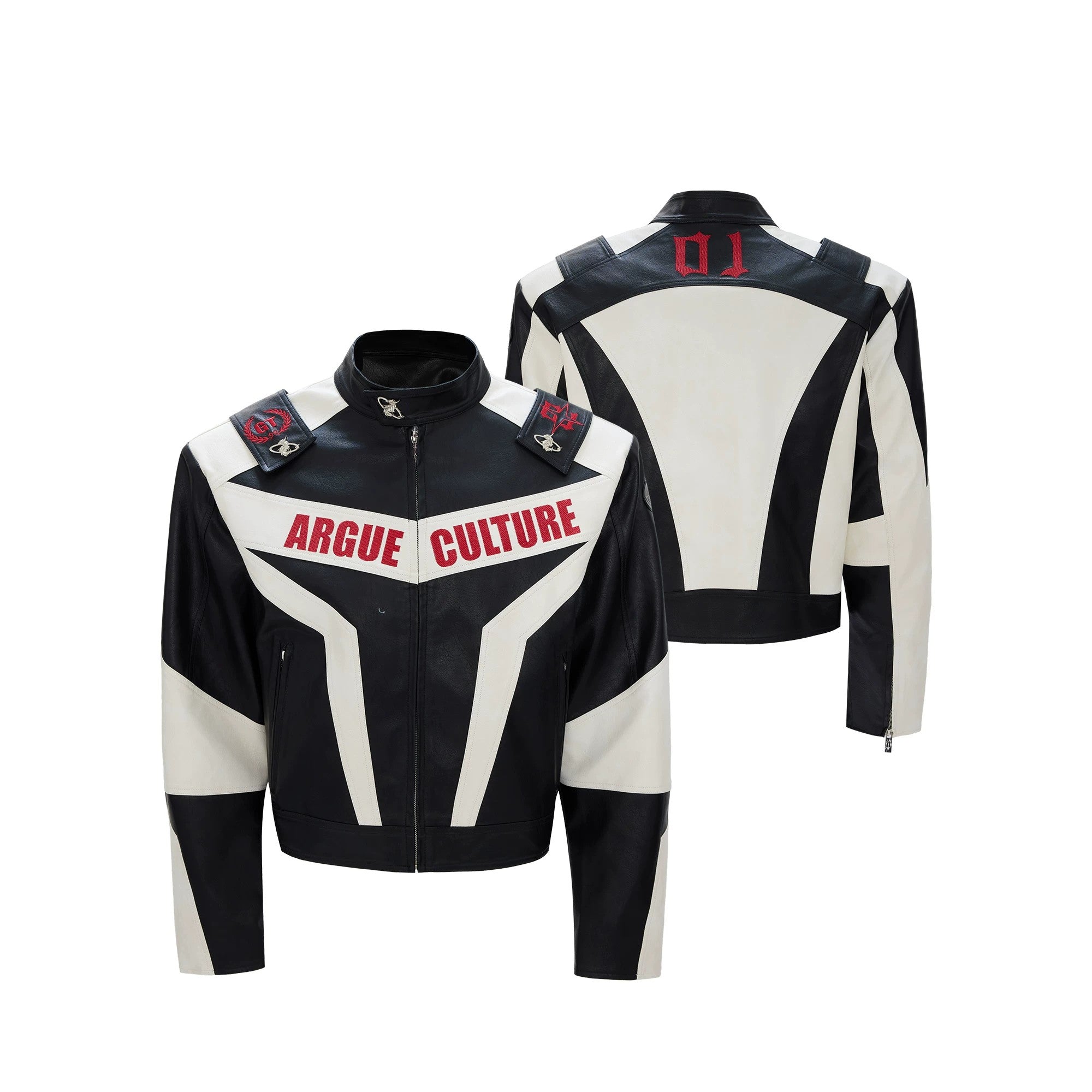 Close up of the 3D padded shoulder and metal hardware details