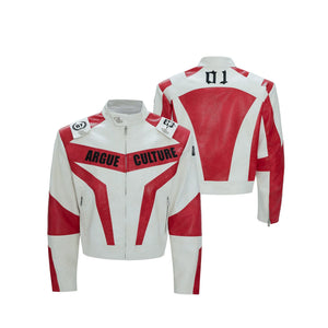 Matte black deconstructed moto jacket for techwear aesthetic