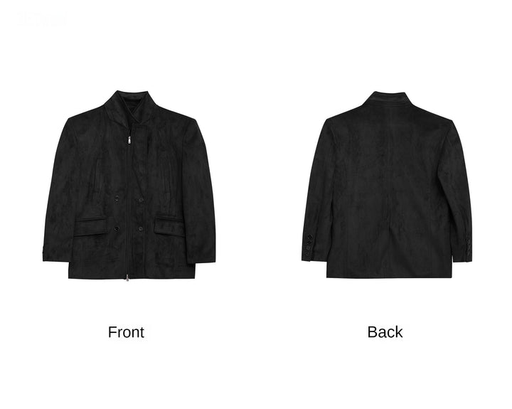 Deconstructed Blazer with Textured Fabric | Metal Accents Jacket - ArguE CulturE