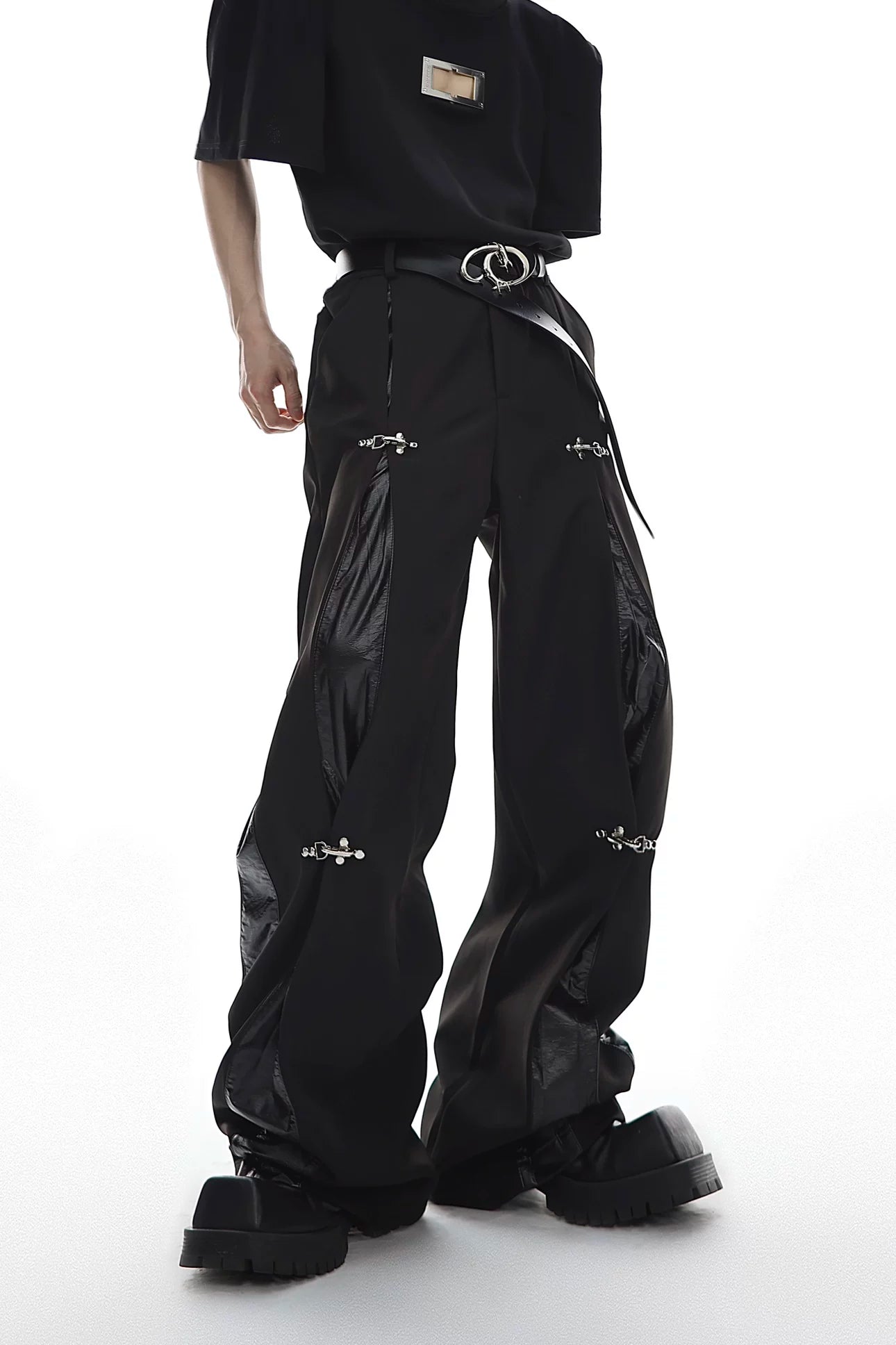 deconstructed-buckle-straight-pants-punk-high-waist-black