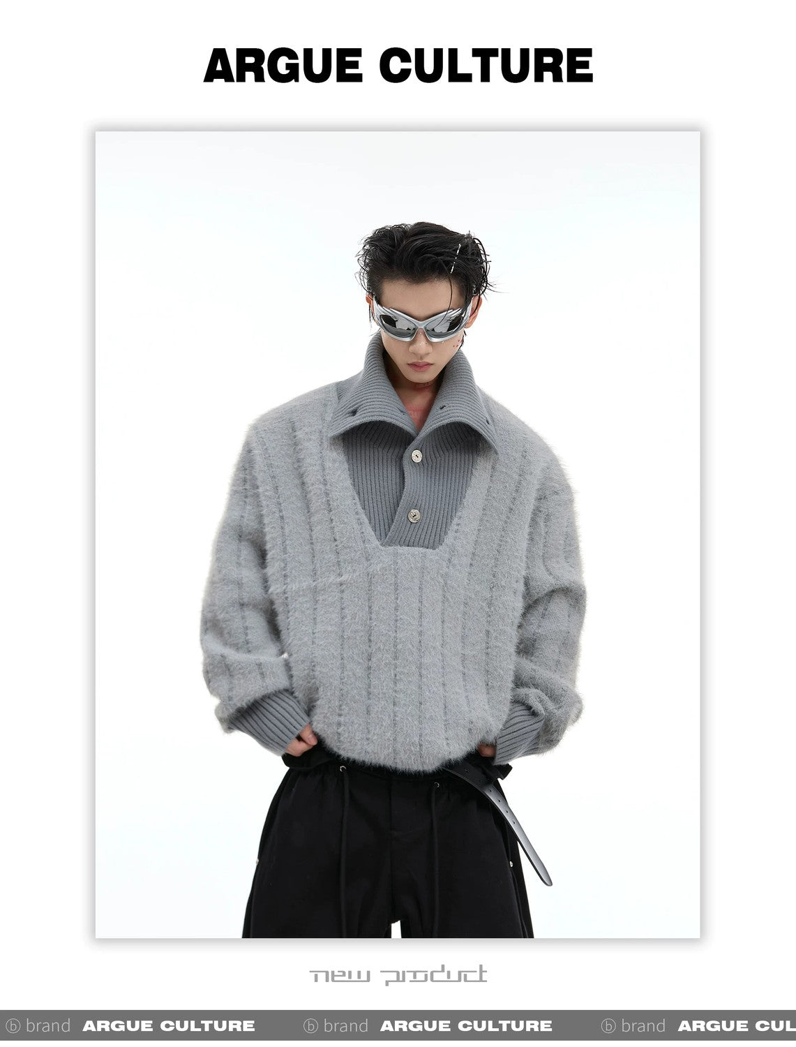 desc::deconstructed-button-turtleneck-heavyweight-knit-sweater-detail-img-5