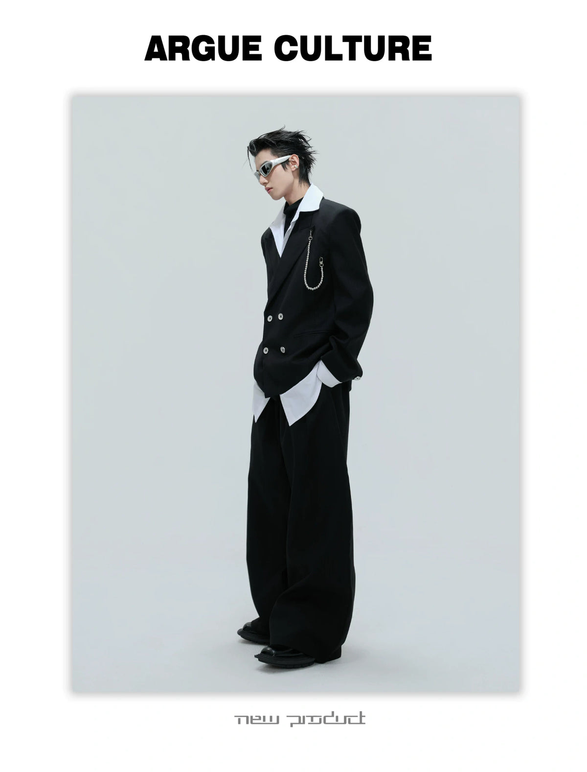 Deconstructed Cinched-Waist Suit Set in Black - detail image 3