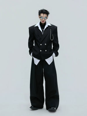 Deconstructed Cinched-Waist Suit Set in Black - main image 1