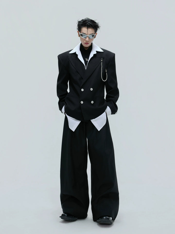 Deconstructed Cinched-Waist Suit Set in Black - main image 1