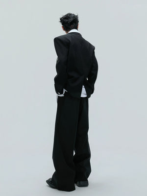 Deconstructed Cinched-Waist Suit Set in Black - main image 3