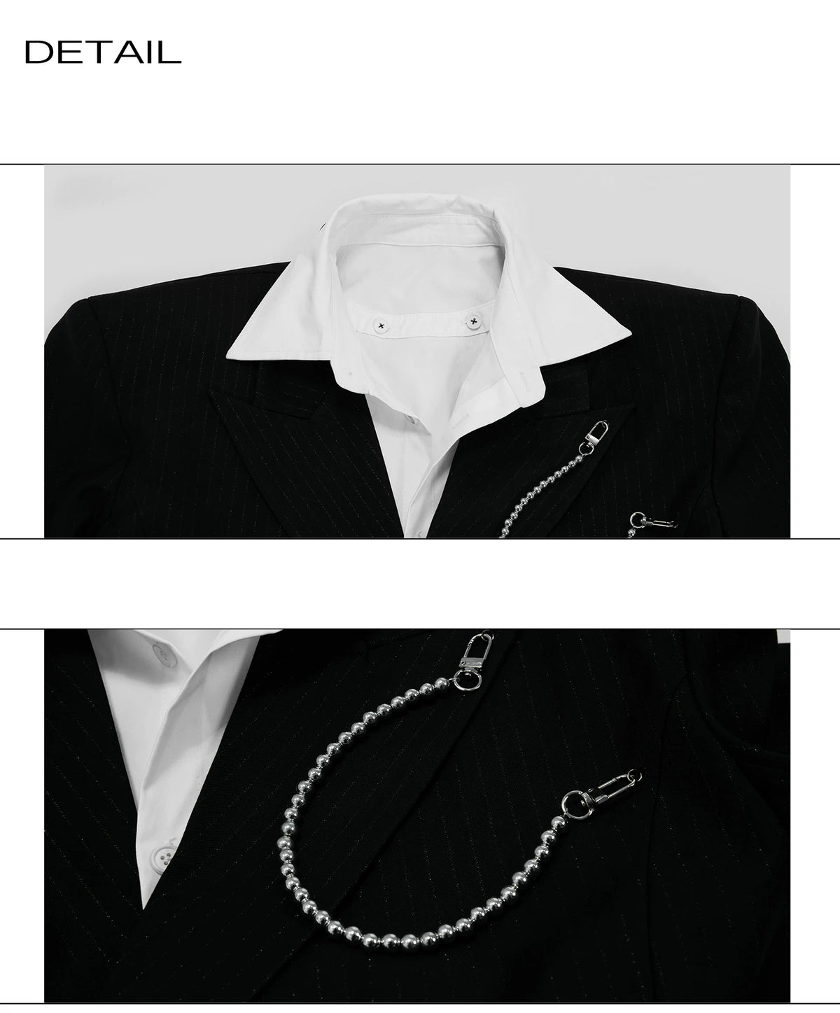 Deconstructed Cinched-Waist Suit Set in Black - detail image 11