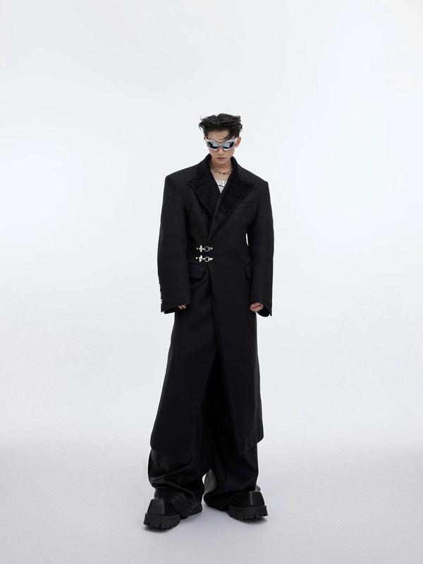 Deconstructed Cinched Woolen Coat | Metallic Buckle Long Overcoat - ArguE CulturE