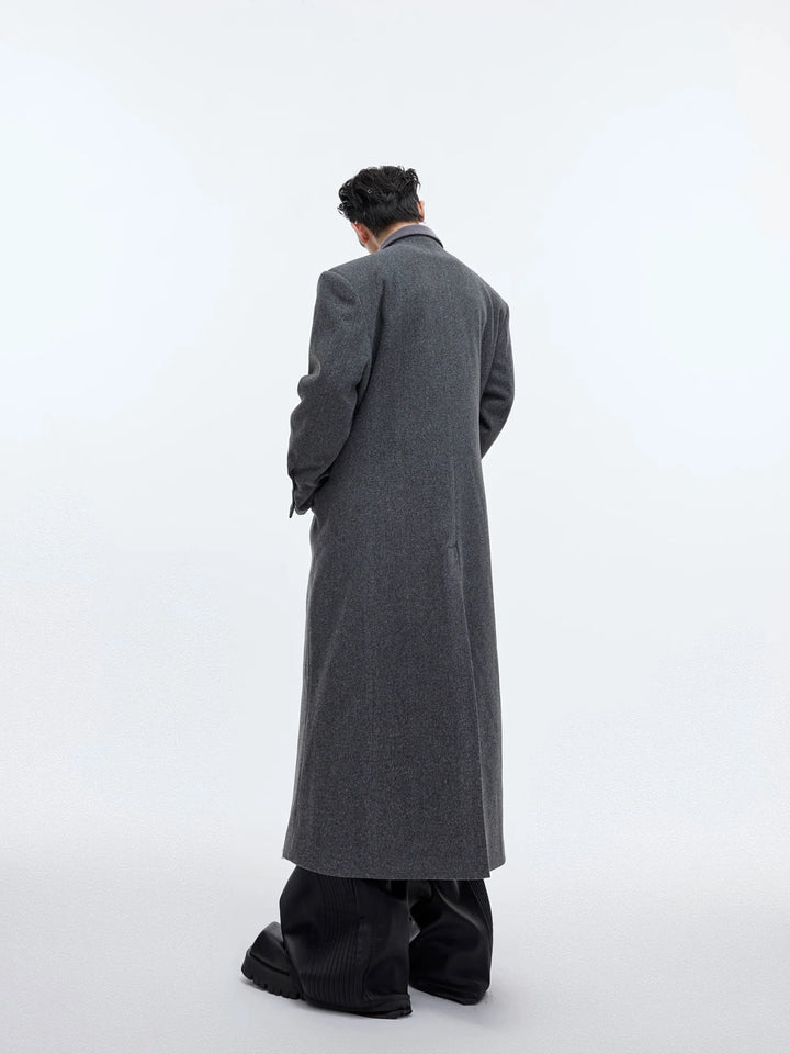 Deconstructed Cinched Woolen Coat | Metallic Buckle Long Overcoat - ArguE CulturE