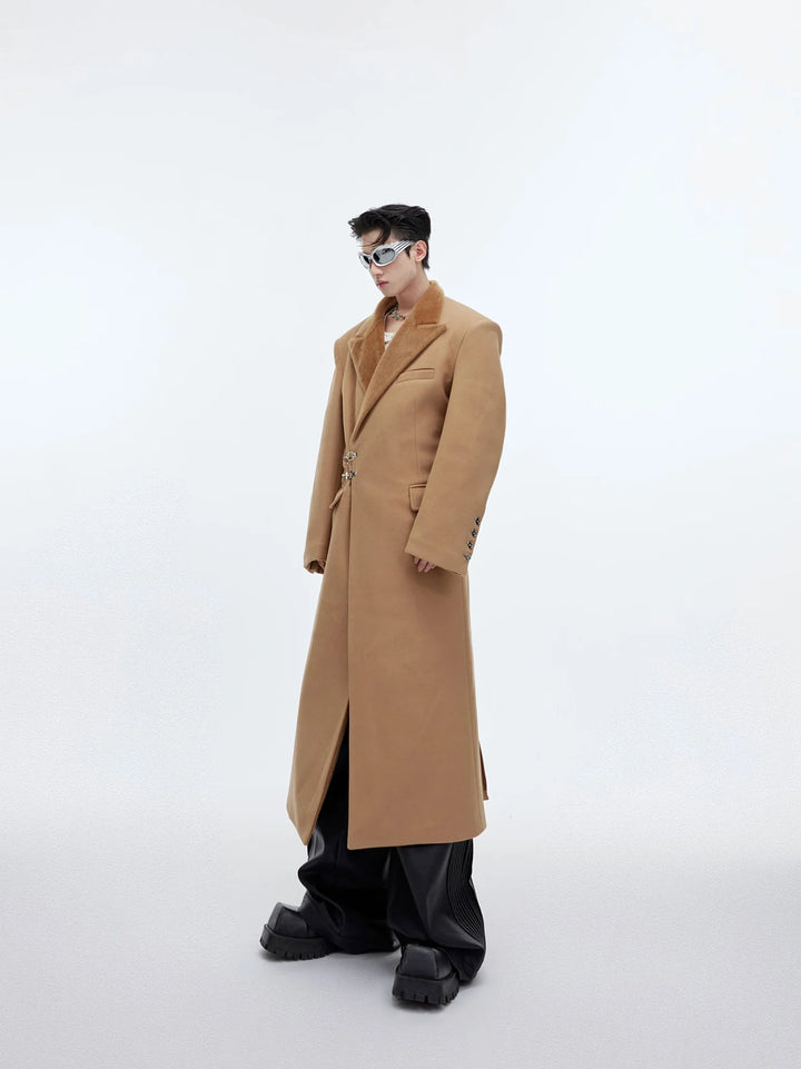 Deconstructed Cinched Woolen Coat | Metallic Buckle Long Overcoat - ArguE CulturE