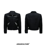 Deconstructed Color-Block Jacket and Pants Set - Black Top