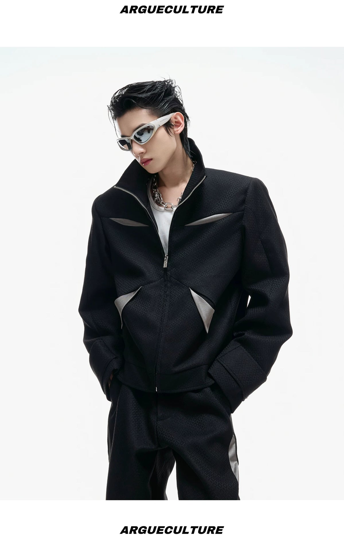 Deconstructed Color-Block Jacket and Pants Set - detail image 12