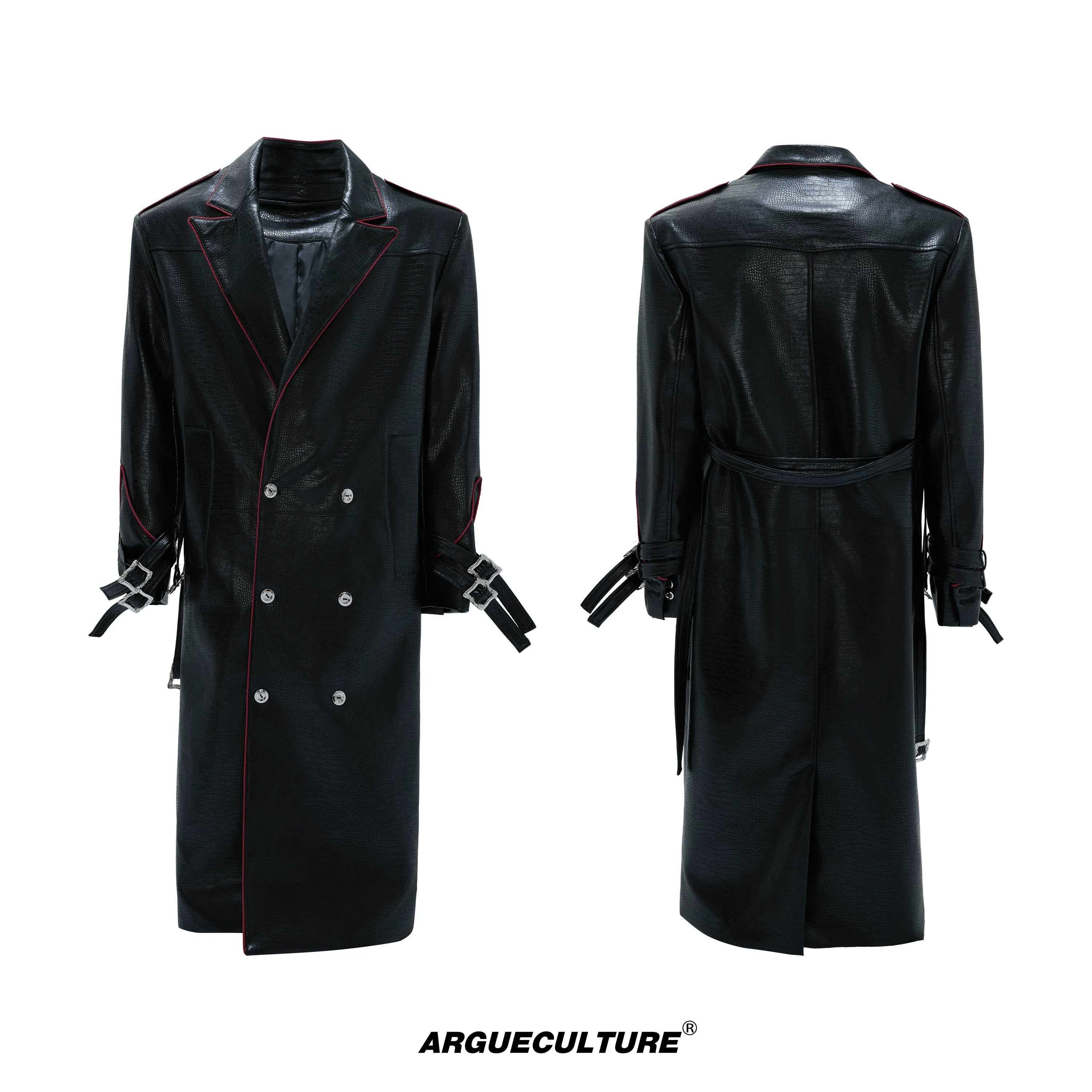 deconstructed-croc-effect-leather-long-coat-with-belt-black
