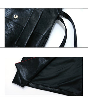 desc::deconstructed-croc-effect-leather-long-coat-with-belt-detail-img-18