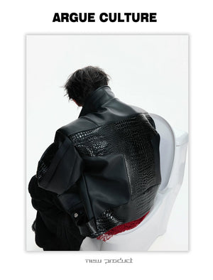 desc::deconstructed-croc-embossed-short-leather-jacket-detail-img-12
