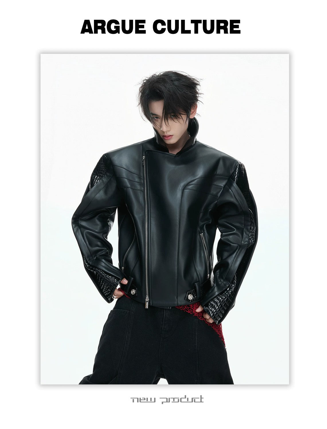 desc::deconstructed-croc-embossed-short-leather-jacket-detail-img-3