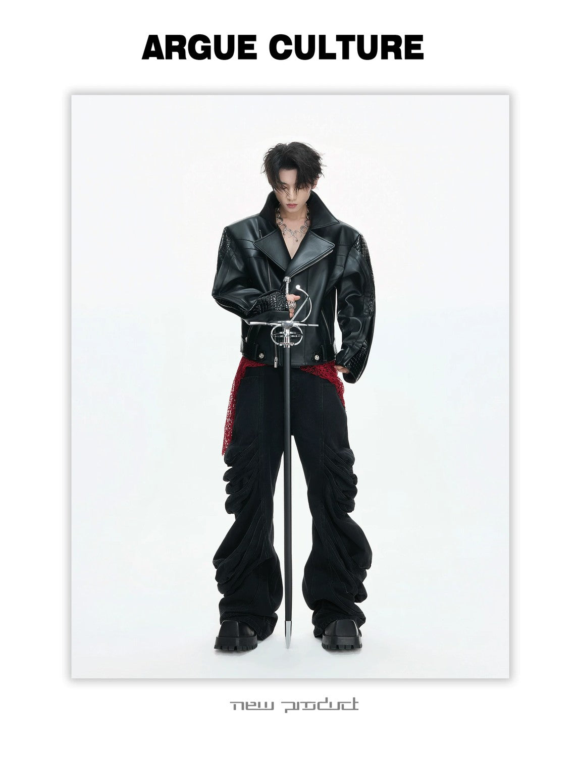 desc::deconstructed-croc-embossed-short-leather-jacket-detail-img-4