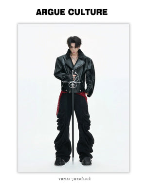 desc::deconstructed-croc-embossed-short-leather-jacket-detail-img-4