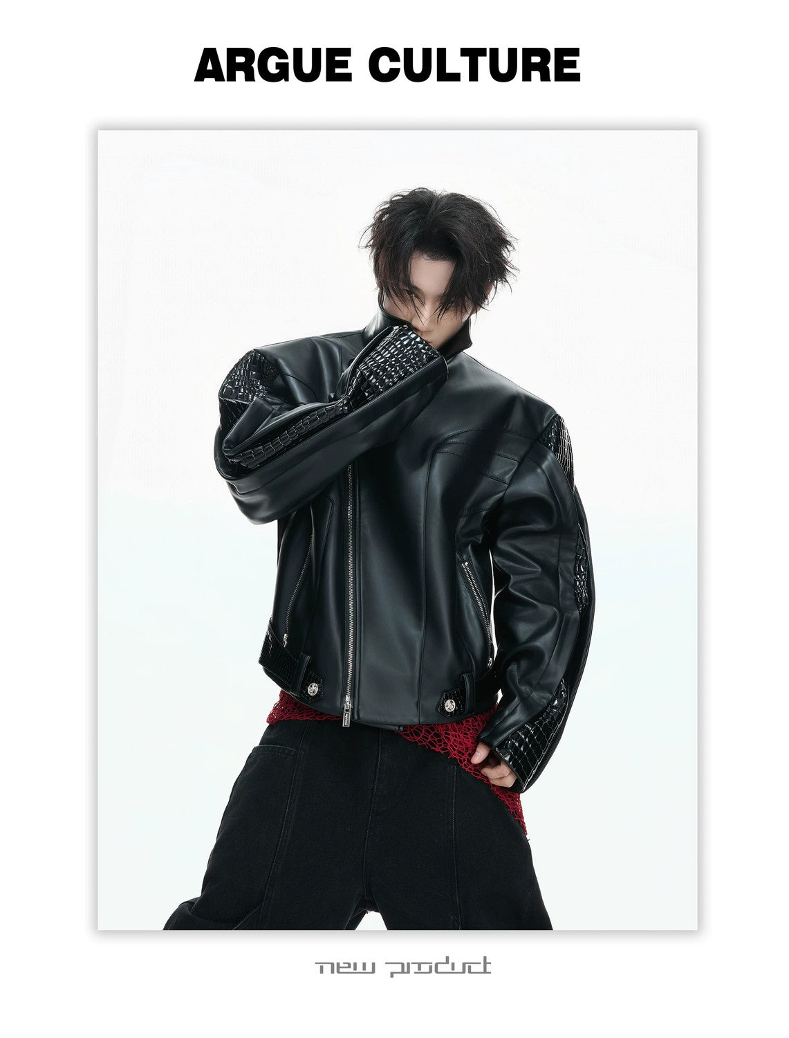 desc::deconstructed-croc-embossed-short-leather-jacket-detail-img-5