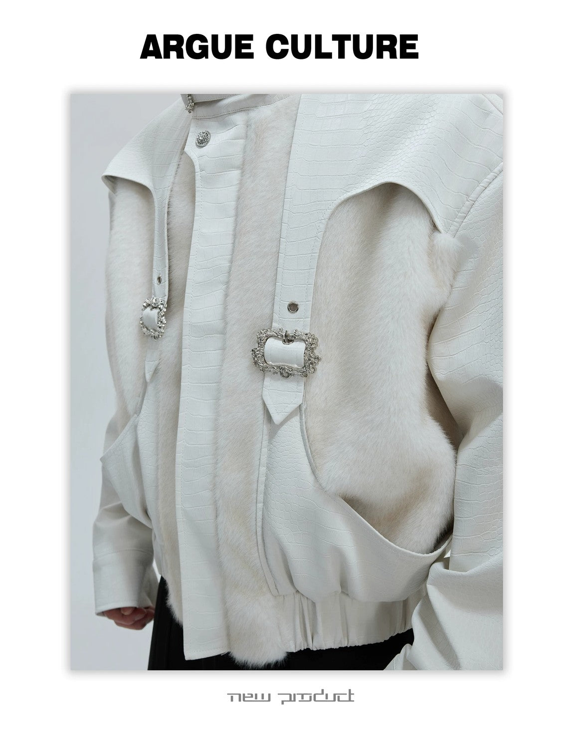 desc::deconstructed-crocodile-texture-faux-leather-jacket-detail-img-8