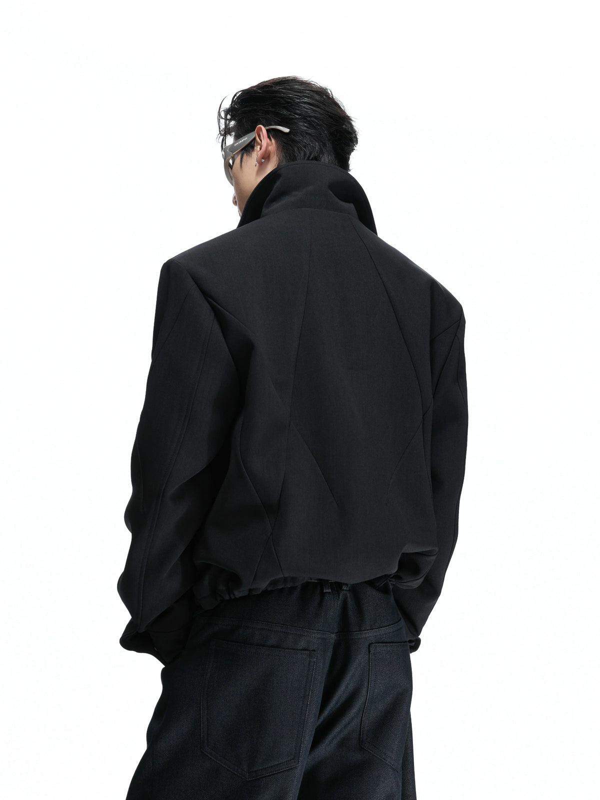 Deconstructed Cropped Double-Zip Rivet Jacket, Black - main image 5