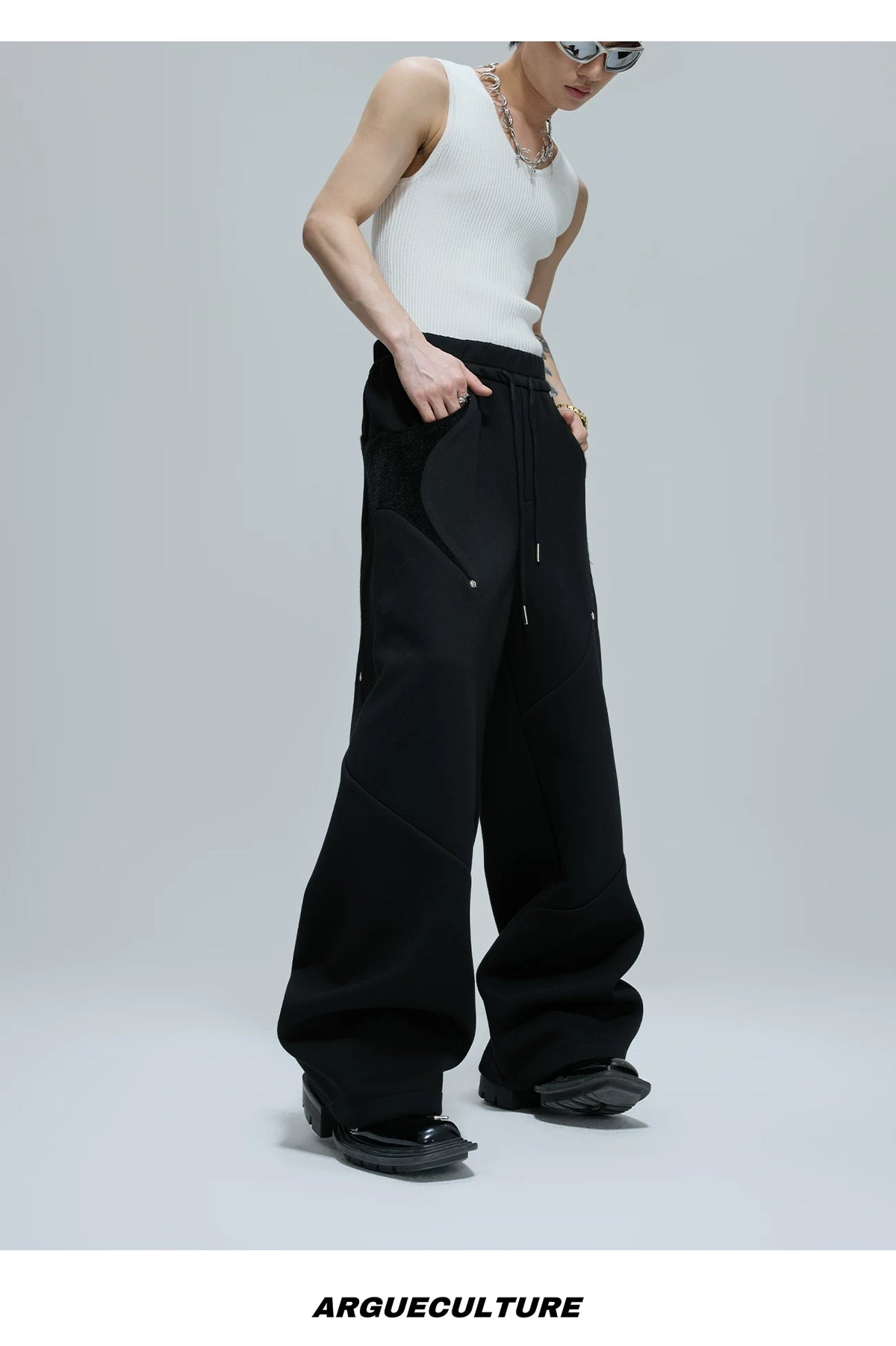 Deconstructed Cropped Hoodie & Pants Set in Cotton - detail image 12