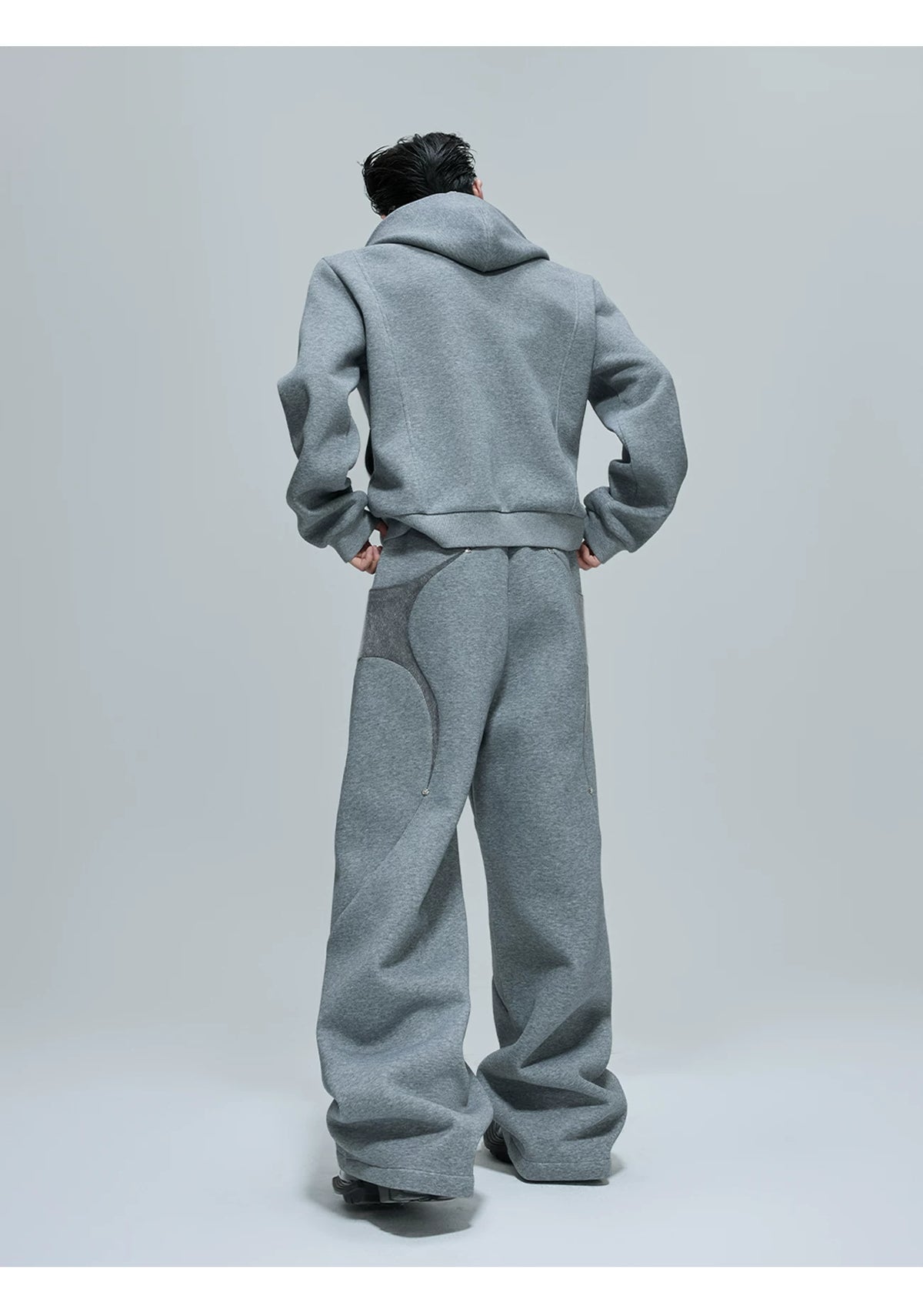 Deconstructed Cropped Hoodie & Pants Set in Cotton - detail image 7