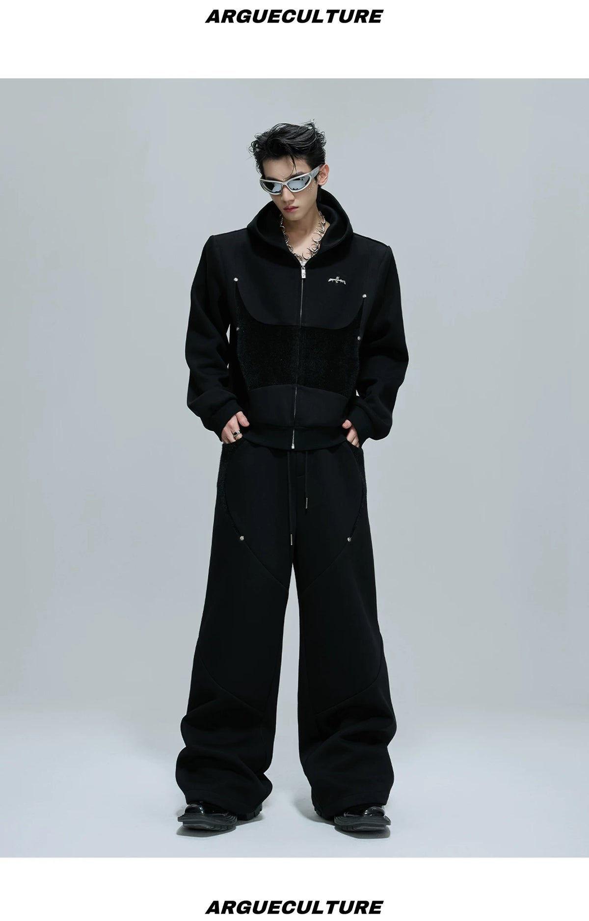 Deconstructed Cropped Hoodie & Pants Set in Cotton - detail image 10
