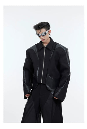 desc::deconstructed-cropped-padded-shoulder-twill-jacket-detail-img-14