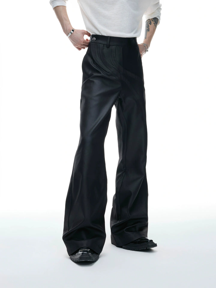 Deconstructed Curved-Wave Flared Trousers in Black - main image 1