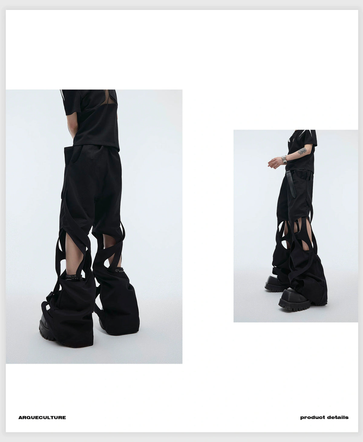 Deconstructed Cut-Out Baggy Cargo Jeans | 100% Cotton - detail image 3
