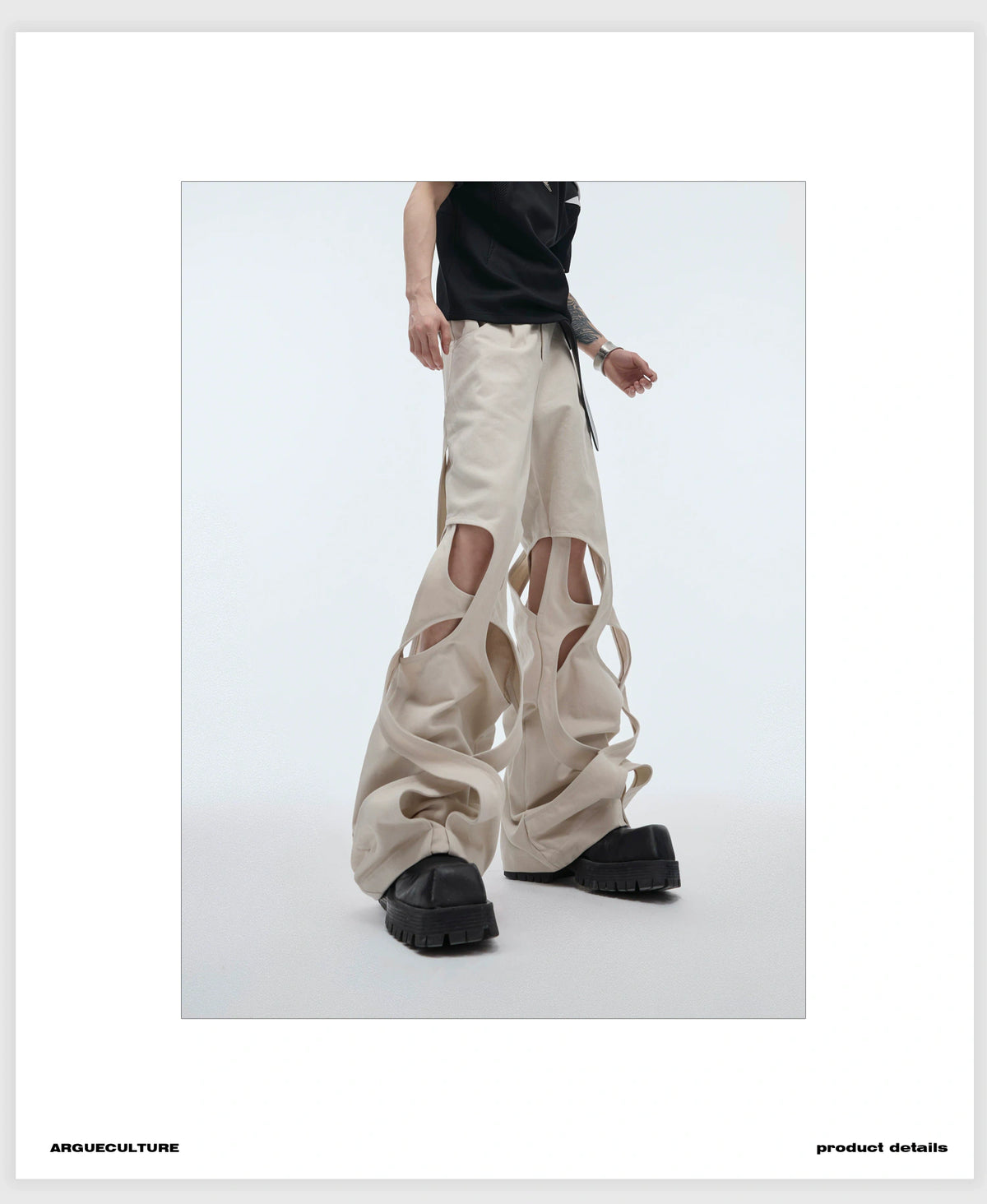 Deconstructed Cut-Out Baggy Cargo Jeans | 100% Cotton - detail image 8
