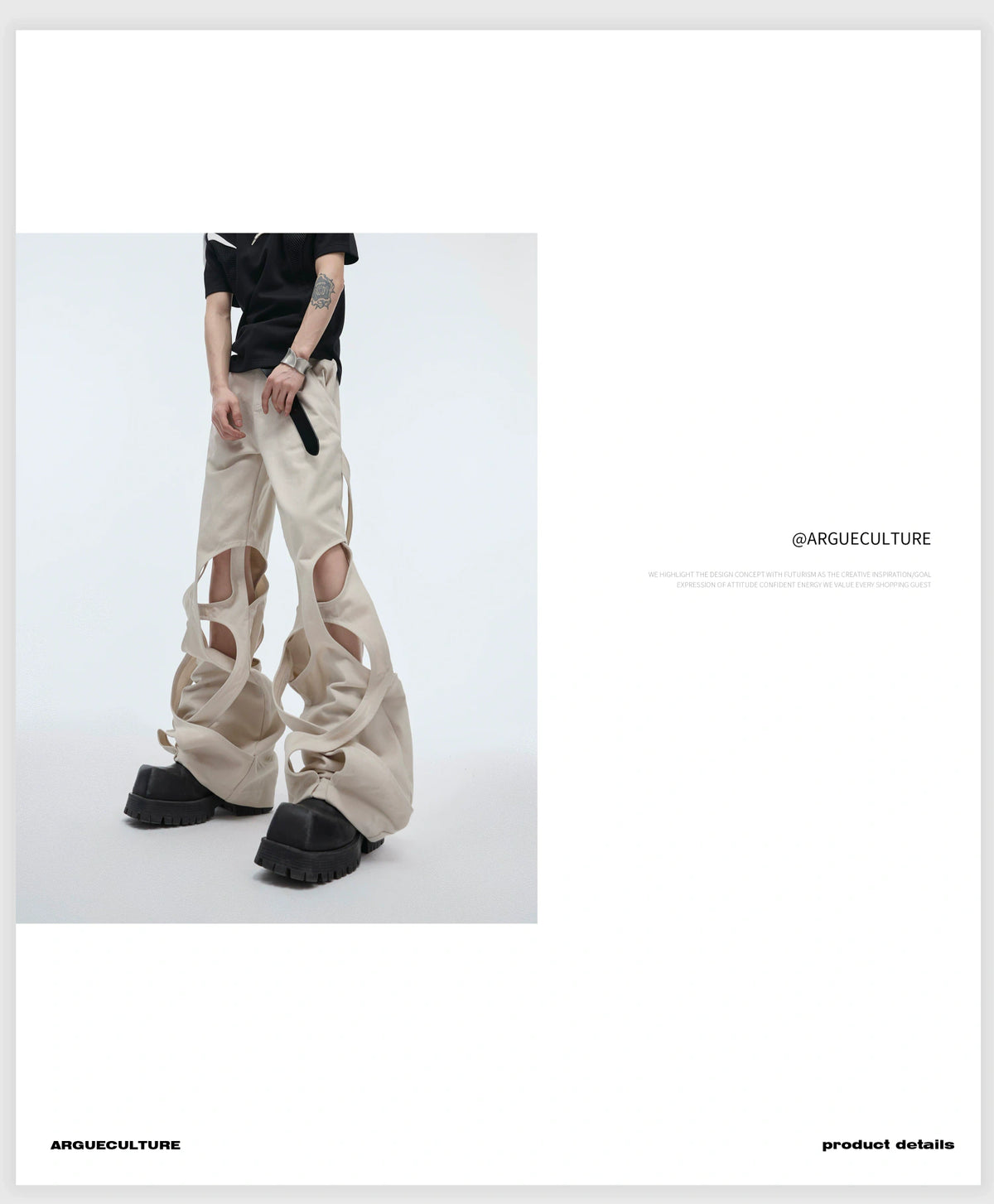 Deconstructed Cut-Out Baggy Cargo Jeans | 100% Cotton - detail image 9